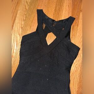 Ruby Rox black sparkle bandage dress with criss cross straps